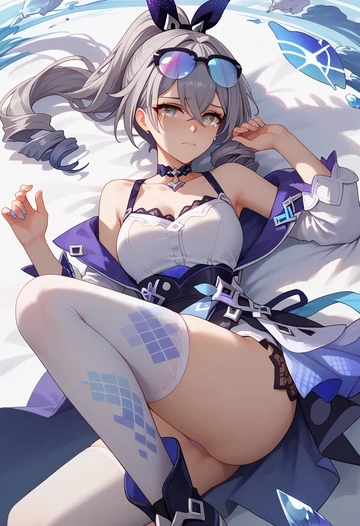 star rail,silver wolf,shirt dress,belted,stockings  - AI generated anime art